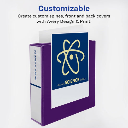 Avery Durable View 3 Ring Binders, 1 Inch Slant Rings, 4 Purple Binders (46014)