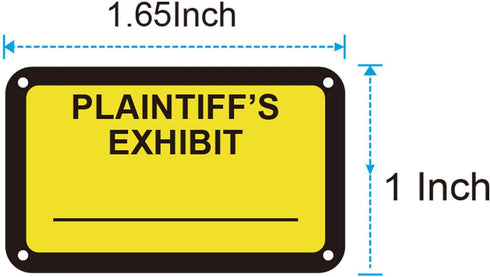 Legal Yellow Plaintiff's Exhibit Stickers - 1.65 X 1 Inches Fluorescent Color-Coded Labels, 300 Stickers Per Pack