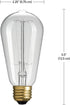 01321 60W S60 Bulb, E26 220 2200 3000 Globe Electric Vintage Edison Squirrel Cage Light Warm Incandescent, Tungsten