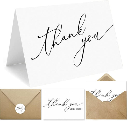 GIFTSFARM Thank You Cards with Kraft Envelopes & Stickers, 5 x 3.75