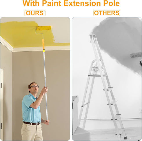 Set Leshein Paint Roller Kit with Extension Pole, Paint Brushes for Walls, Painting Supplies for Home Interior
