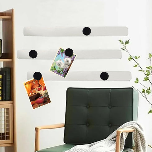 Magnetic Board Frameless Stainless Iron Strips, Magnetic Strips with Adhesive Backing, Memo Board with 10 Pcs Black