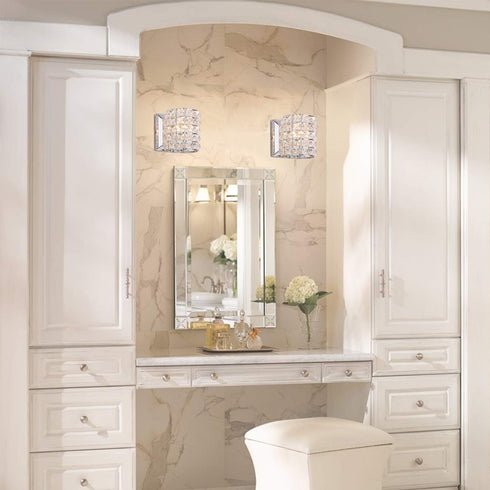Modern Chrome Crystal Wall Sconces, Elegant Bathroom Vanity Wall Light Fixtures for Living Room Bedroom Bathroom