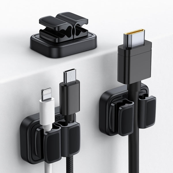 Lamicall 3-in-1 Cord Spring Clip Holder - Small Desk Cable Organizer Clips, Adjustable Adhesive Cable Holder, 3Pcs