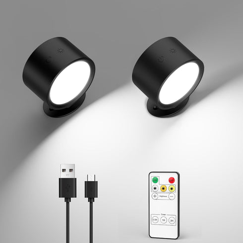 LINKEGO LED Wall Mounted Lights 2 Pcs with Remote, Rechargeable Wall Sconce with