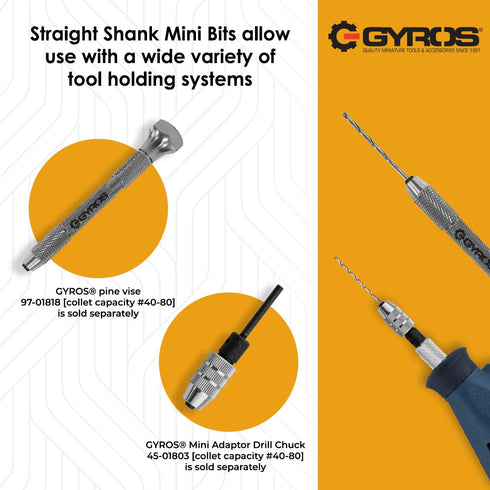 GYROS 11 PCS Mini Twist Drill Bit Set #50 to #60, Carbon Steel Micro Drill Bits for Jewelry
