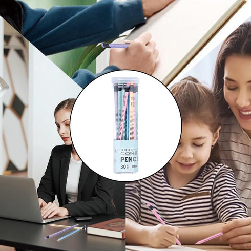 Triangular Cute Sharpened Pencils, Pencil Set with Eraser, Fat Thick Strong Graphite Pen, Non-slip Multi-color Writing