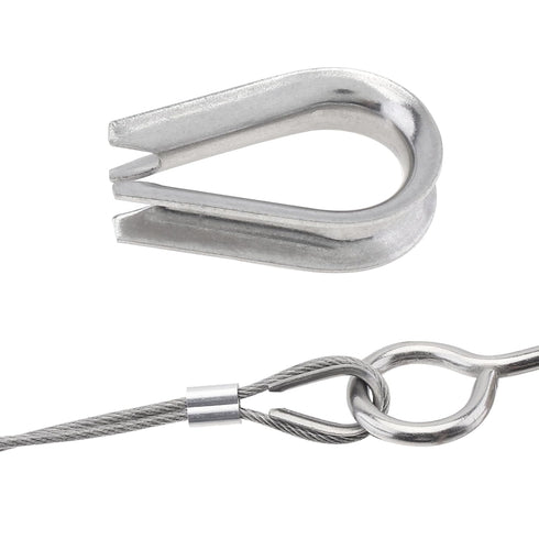 6Pcs M5 Stainless Steel Thimbles, 1/4" Wire Rope Thimbles for Diameter Cable Rigging