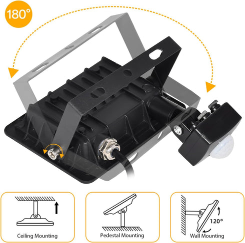 Motion Sensor Flood Light Outdoor, 20W Plug in Light with 4.9ft Cord, IP66 Waterproof Floodlights