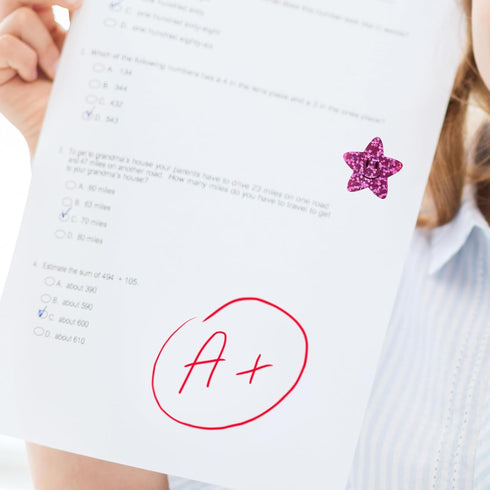 Star Smiley Stickers for Rewarding Student Behaviour - 8 Colour Glitter Star Stickers for Teachers, 2 Pack