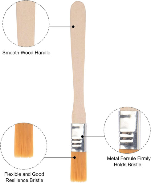 uxcell 5" Paint Brush - 0.5" Width Soft Nylon Bristle with Wood Handle for Wall, Cabinets, Fences, Yellow 12Pcs
