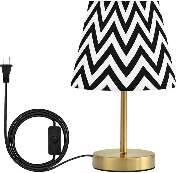 Yasala Table Lamp Black White Chevron LED Night Light Minimalist Bedroom Reading Dorm