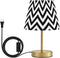Yasala Table Lamp Black White Chevron LED Night Light Minimalist Bedroom Reading Dorm