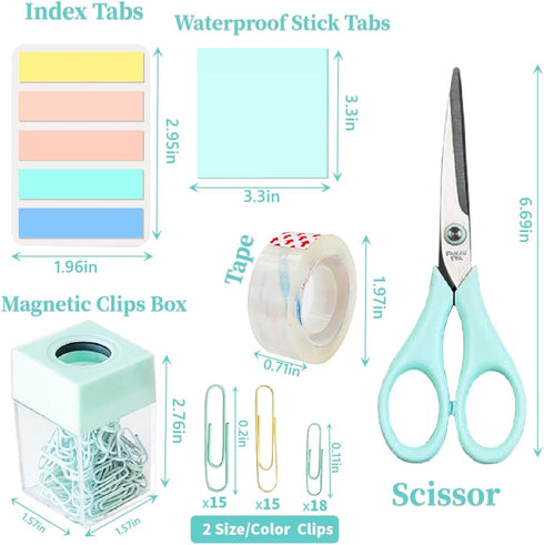 Teal Office Supplies and Accessories, Mint Green Stapler and Tape Dispenser Set for Women, Office Gift