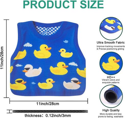 biunilei 11 11 inch. Cute Duck Sweater Mouse pad, Wireless Mouse Desktop Accessory, Non Slip Rubber Base Travel Mouse