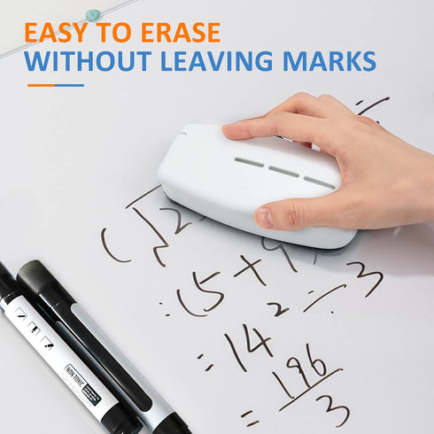 Glass Dry Erase Markers & Spray Eraser for Magnetic Glass Board - 2-in-1 Liquid Whiteboard Pens (4 Black 1 Blue 1 Red)