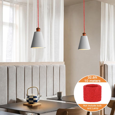 32.8ft Twisted Cloth Covered Wire, Red 18/2 Electrical Wire, Vintage Twisted Cloth for DIY Projects