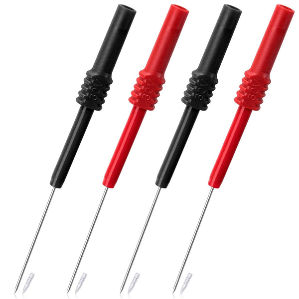 OIIKI 4 PCS Flexible Back Probe Pins, Bendable PVC Test Probes for Automotive Repairing - Black, Red