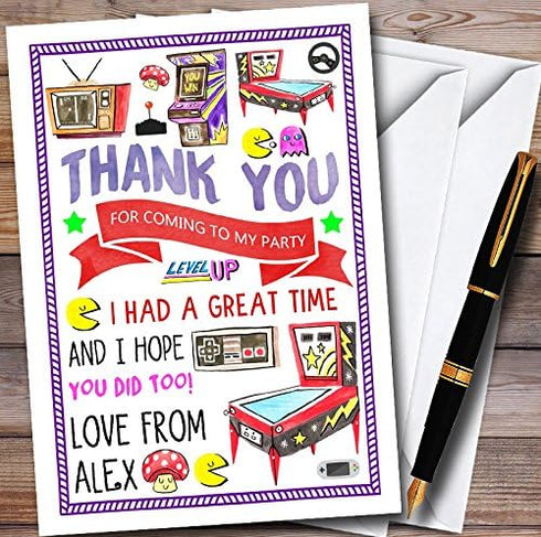 The Card Zoo Retro Arcade Game Personalized Childrens Birthday Party Thank You Cards