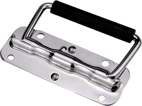 4Pcs Stainless Steel Folding Spring Handle for Toolbox, Suitcases, Equipment Cabinet Pull Drawer Knobs, Free Screws