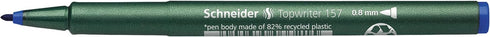 Schneider Topwriter 157 Fiber Tip Pen, 0.8 mm, Green Barrel, Box of 10