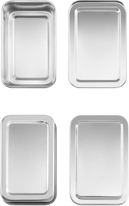 QWORK Stainless Steel Instrument Tray Organizer, 2 Pack 6" Solid Box with Lid, Sterilization Box for Lab Supplies
