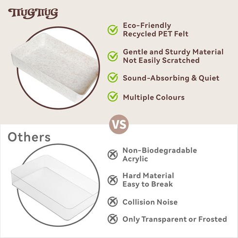 TTUGTTUG 8-Piece Set 4-Sizes, Felt Drawer Organizer in Made from Eco-Friendly Material for Vanity, Makeup, Desk