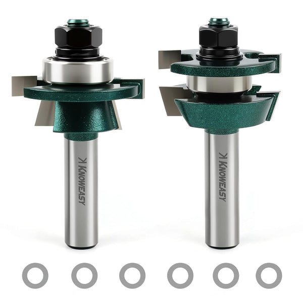 Knoweasy Shaker Style Rail and Stile Router Bit Set with 1/2 Inch