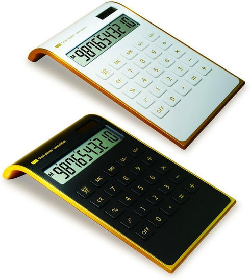 yescool Slim Elegant Design Calculator, Dual Powered Desktop Calculator, Solar Power, 10 Digits, Black