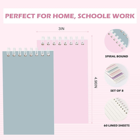 Ddaowanx Small Notebooks,3x5 Pocket Spiral Notepads With Lined Pages - The Perfect Little Mini Notebook to Stay Organized and Boost Productivity at Work or School (8, Delight Colors) by Ddaowanx