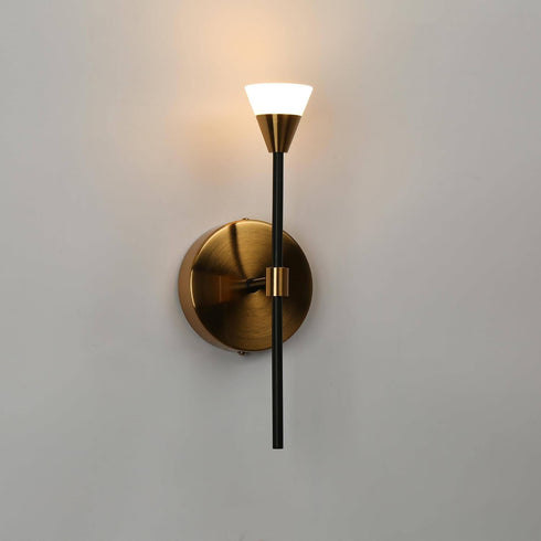 1-Light 3045K 230LM KSANA Modern LED Wall Sconce, Black Gold Sconce Wall Light Fixture with Electroplated Brass Finish