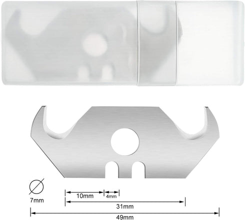 Utility Hook Blades, Steel Hook Razor Blades for Roofing and Carpet, Includes Plastic Box, 30 Count