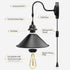 Set 2 Plug in Wall Sconces, Vintage Plug in Wall Lamp of with On/Off Switch, Metal Black Industrial Wall Mounted Light
