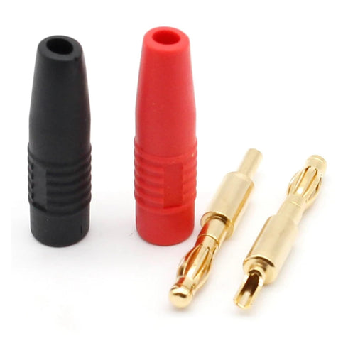 Qingdinu 4 4mm Pcs Plugs Gold Plated Musical Speaker Cable Wire Pin Banana Plug Connectors(Red)