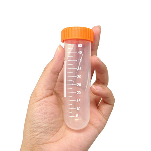 Honbay 10PCS 50ml Round Bottom Plastic Lab Centrifuge Tubes with Screw Cap for Sample Storage (Orange)