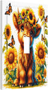 HTSAHKV 3 5 Inch Highland Cow Sunflower Wall Plate Light Switch Cover Single Gang Outlet Faceplate Print Plate Cover X
