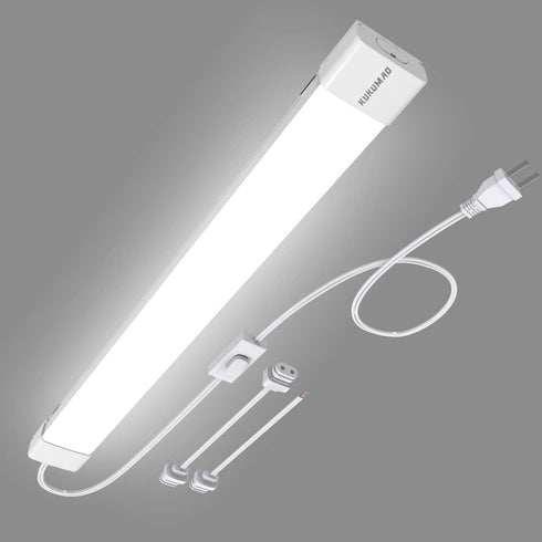 KUKUMAO 5000K Plug-in LED Tube Light Fixture, 18W Linkable Cabinet Light for