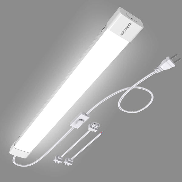 KUKUMAO 5000K Plug-in LED Tube Light Fixture, 18W Linkable Cabinet Light for
