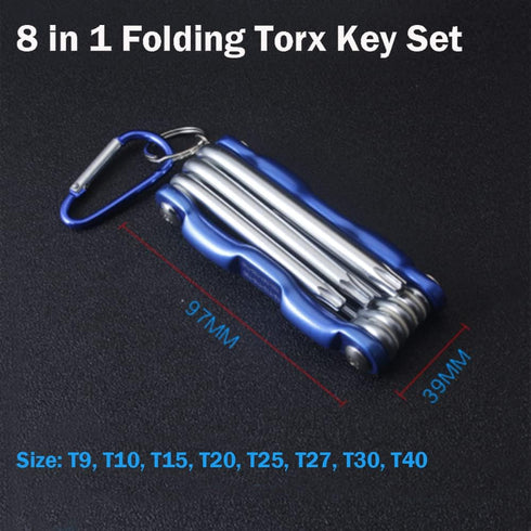 Utoolmart 8 in 1 Torx Key Set, Folding Combination Wrench Repair Tool for Torx Head Socket Screw T9-T40