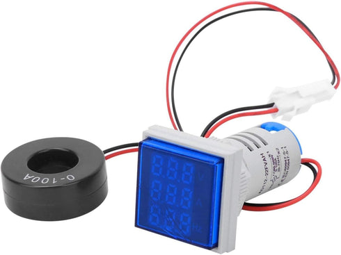 LED Display Multimeter Voltage Tester Meter, AC Voltage Current Frequency Meter, Square 3-Digit Display (Blue)