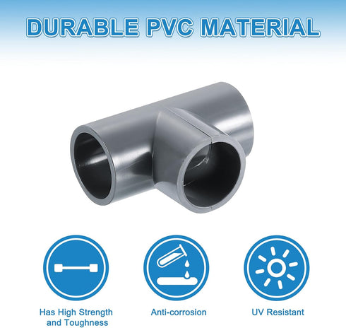 1/2" 3 3 Elbow Elbow uxcell PVC Tee, Pcs Way Connector Furniture Grade PVC Tee Pipe Fitting Adapter Corner Fitting