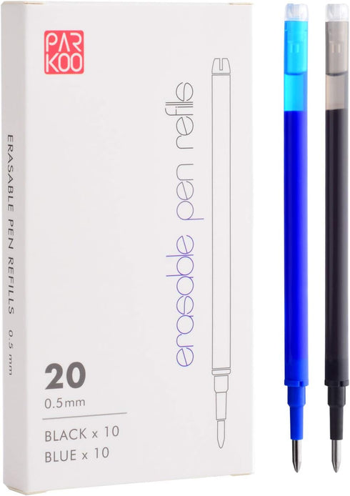 ParKoo Gel Ink Refills, Pack of 20, Compatible with FriXion and Friction Erasable Gel Pens, Extra Fine Point 0.5 mm,