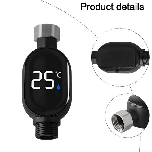 Drawup 0-99C 304 Smart Digital Display Shower Thermometer with Color-Coded Temperature Indicator, Range, Stainless