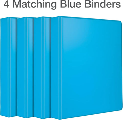 Oxford 3 Ring Binders, Durable 1 Inch D Rings for School and Office, ClearVue Presentation Binder, Blue, 4PK
