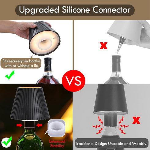 3 WILIT Wireless Lamp Shades for Liquor Bottle Lights, Level Brightness Cordless Table Lamp, Table Top Decor for Living