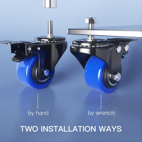 Stem Caster Wheels 2 Inch Heavy Duty, Set of 4, Swivel Threaded Stem Mount, American Size UNC