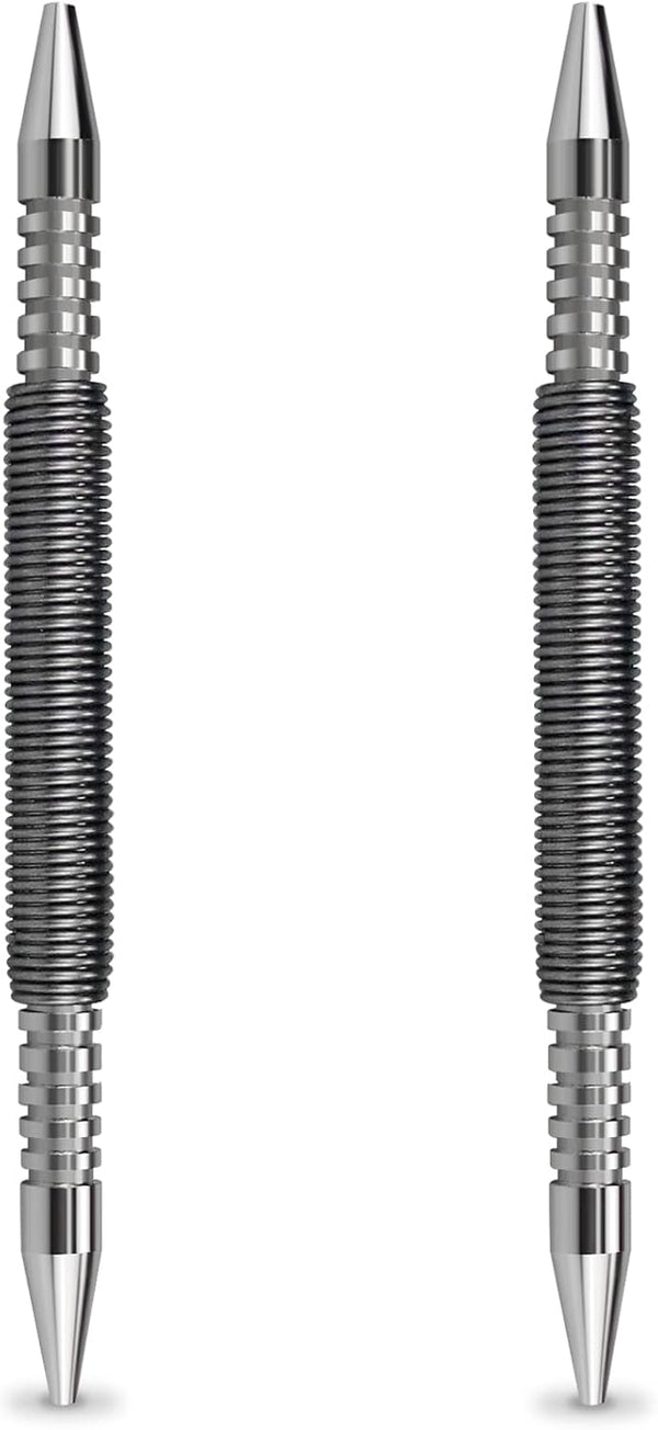 2 Pcs Dual Head Nail Setter, 3/32 and 1/8 Spring Loaded Nail Set Hammerless Double Ended Nail Punch Tool.