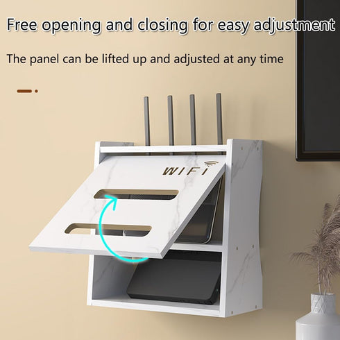 Haiansan Wooden Router Shelf Wall Mount WiFi Router Storage Box, Modem Rack Power Strip Cable Management Hider