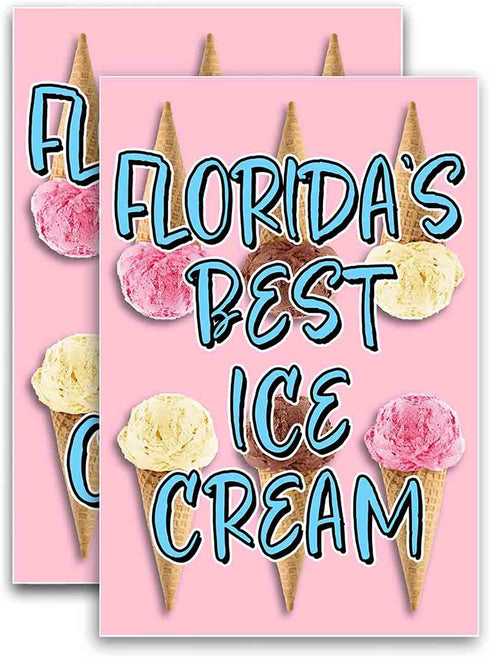 TampaPrinting Florida's Best Ice Cream (24" X 36") Vinyl Decal Only (Pack of