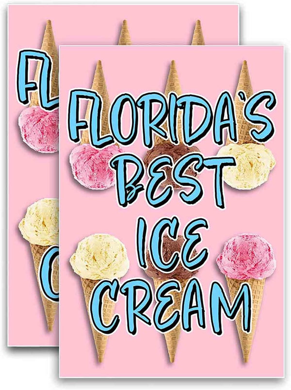 TampaPrinting Florida's Best Ice Cream (24" X 36") Vinyl Decal Only (Pack of